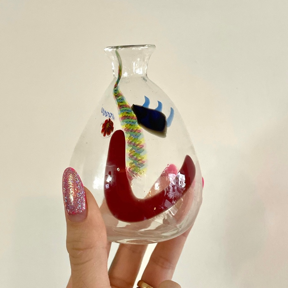 Face vessel hand blown glass vase